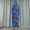 New European and American fashion cross-border best-selling long wharf scarf long dress two-piece set, printed casual daily ethnic plus-size long dress two-piece set, large flower women's prayer robe details Picture